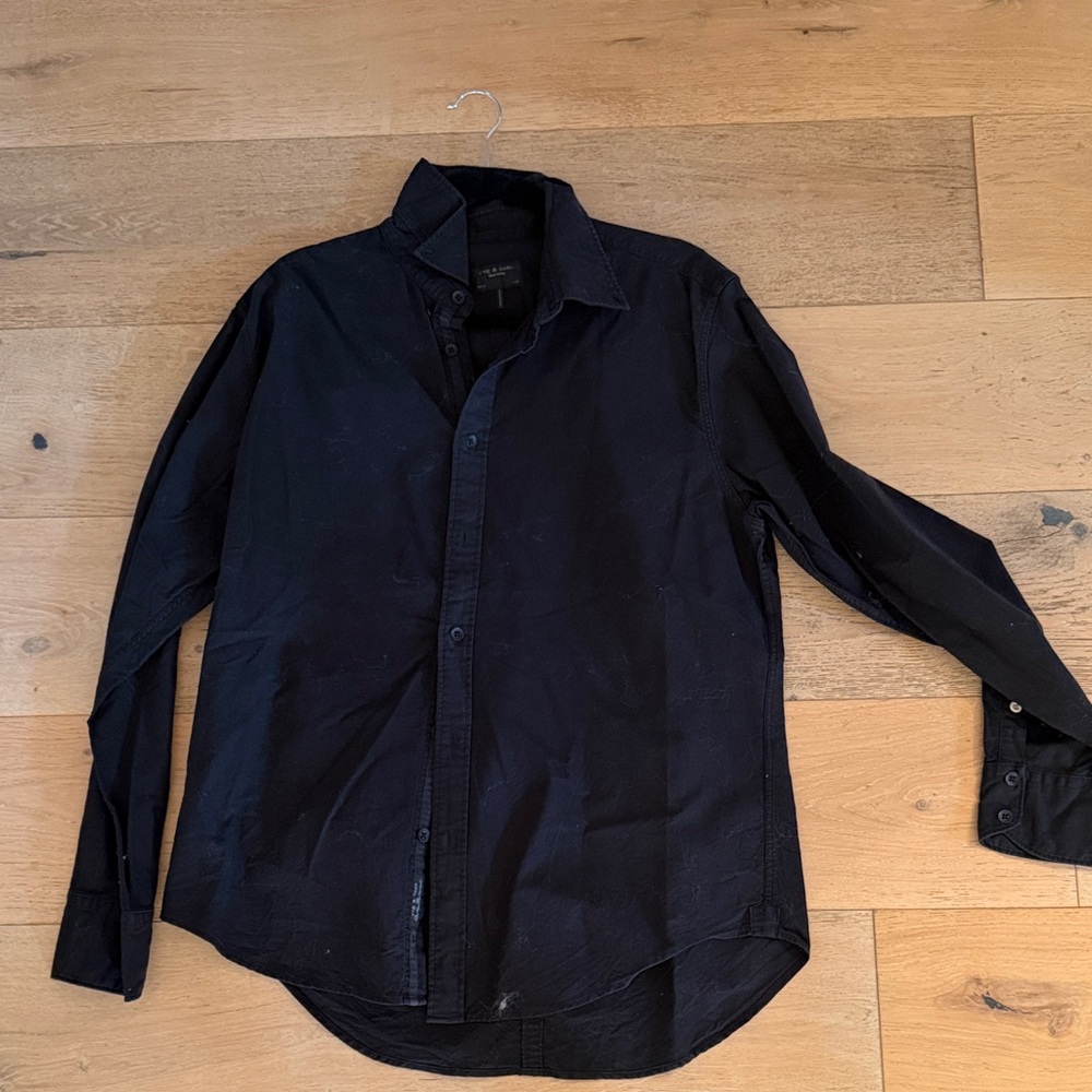 rag & bone Men's Black Casual Button Down Shirt